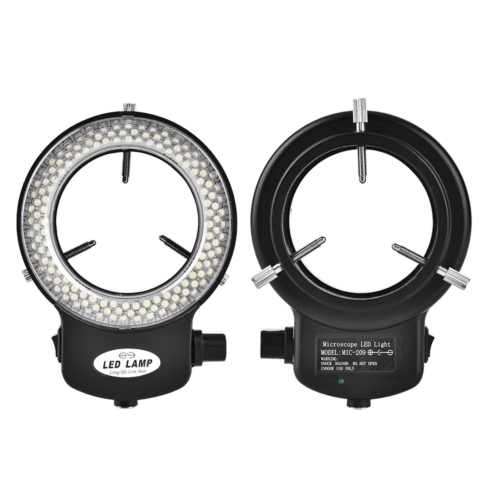Cámara LED Industrial con Luz de Anillo LED, Cámara de Microscopio óptico con 144 Perlas LED Fuente de luz Brillo Ajustable Más de 18000LUX(EU Plug-Negro)