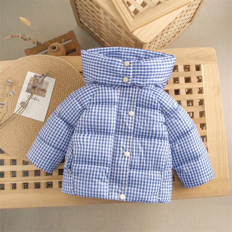 Image of Bold N Elegant Kid's Standard Length Colorful Check Winter Warm Quilted Bomber Hood Jacket Coat Puffer Jacket Coat For Infant Toddler Baby Boy's Girl