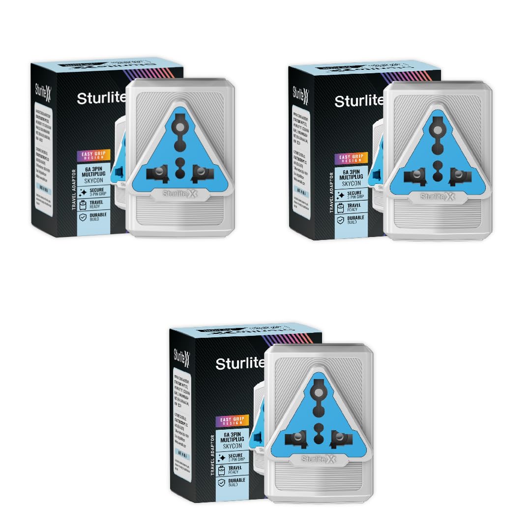Sturlite Skycon 3 Pin Plug| 2-Pin & 3-Pin Socket| 6 Amps Universal AC Travel Adapter| Strong Polycarbonate Body Socket| Compact Converter Plug for Travel, Home & Office Use (Black, Pack of 1) — Amazon image 10