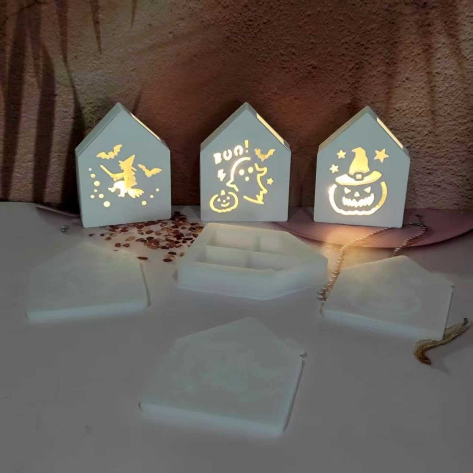 Juego de moldes de silicona para Halloween, 4 unidades, para decoración ambiental de Halloween