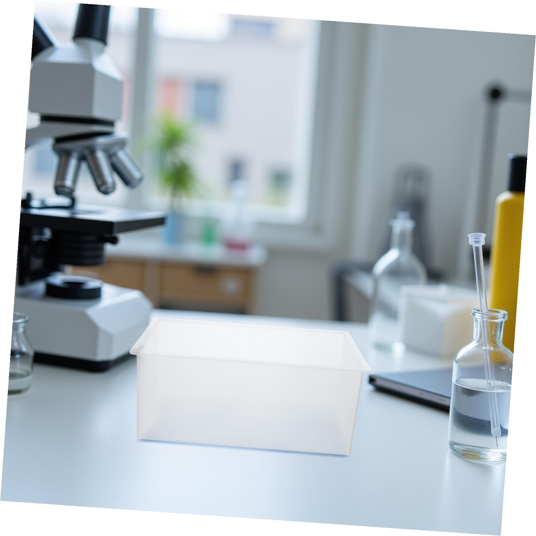 ULTECHNOVO Bacinella in Plastica Trasparente Quadrata per Laboratorio Set da 4 Pezzi Lavabo Resistente a Sostanze Chimiche Vasca per Esperimenti Scientifici e Pulizia Attrezzature