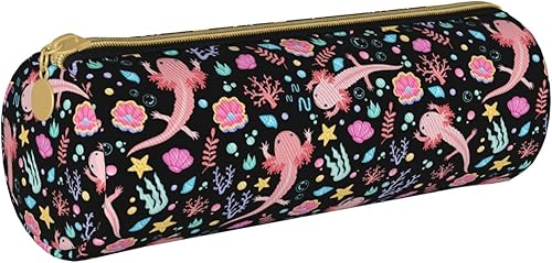 Bolsa de maquillaje simple de lona Bolsa de soporte de pluma Bolsa de almacenamiento de oficina, Axolotl