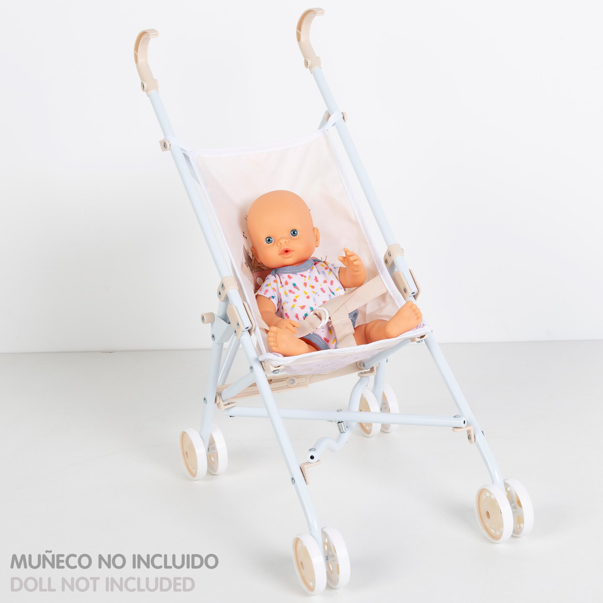 COLORBABY, 44997 - Passeggino per bambole, giocattolo per bambini, design sedia pieghevole, ombrello, 27 x 53 x 56 cm, giocattolo per ragazze, gioco e passeggiate, bambole