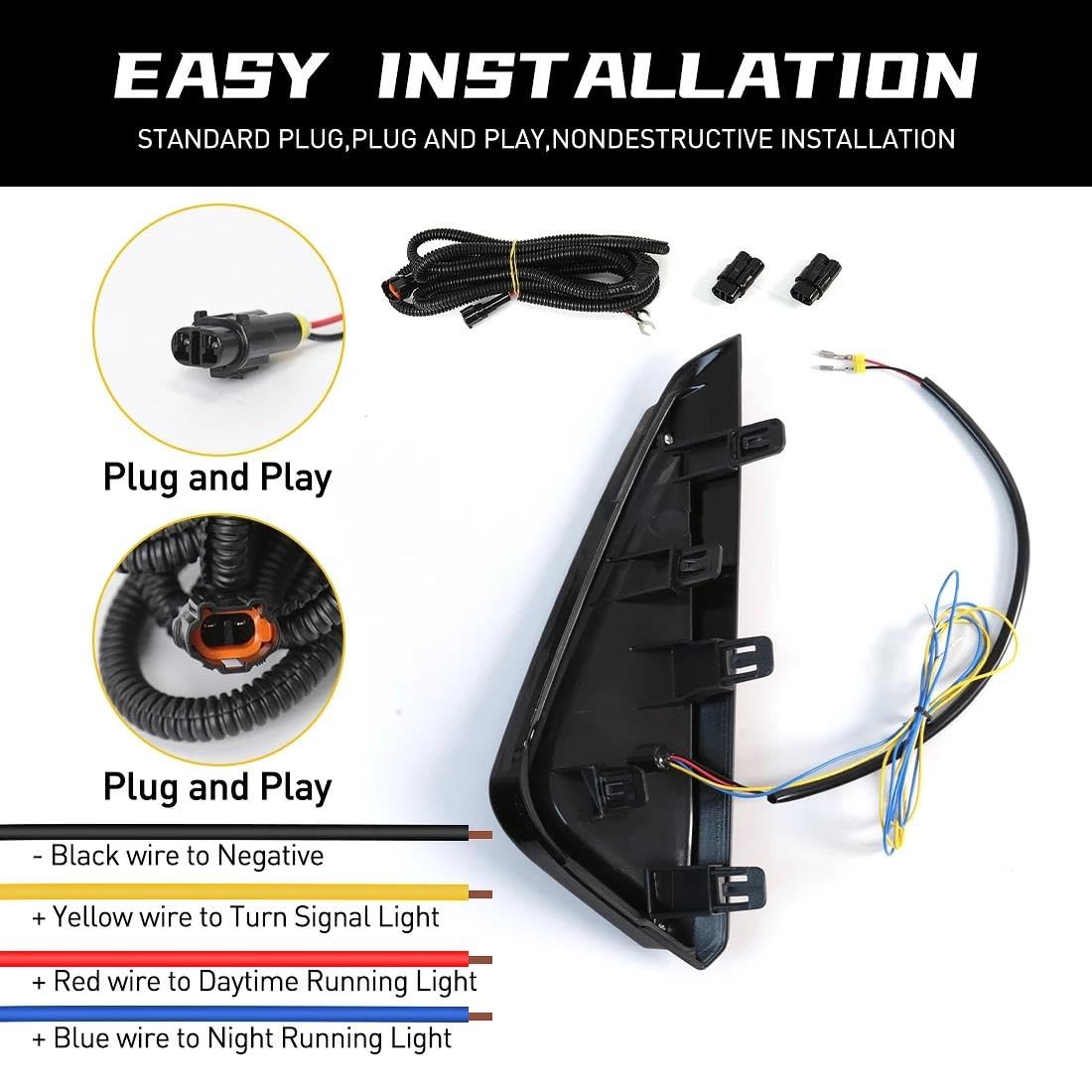 Genérico Luces Antiniebla Para Nissan Para Sentra Para Sylphy 2023 2024 Luces Diurnas LED DRL Señal Giro Lámpara Antiniebla Coche 12V Parachoques Delantero Luces