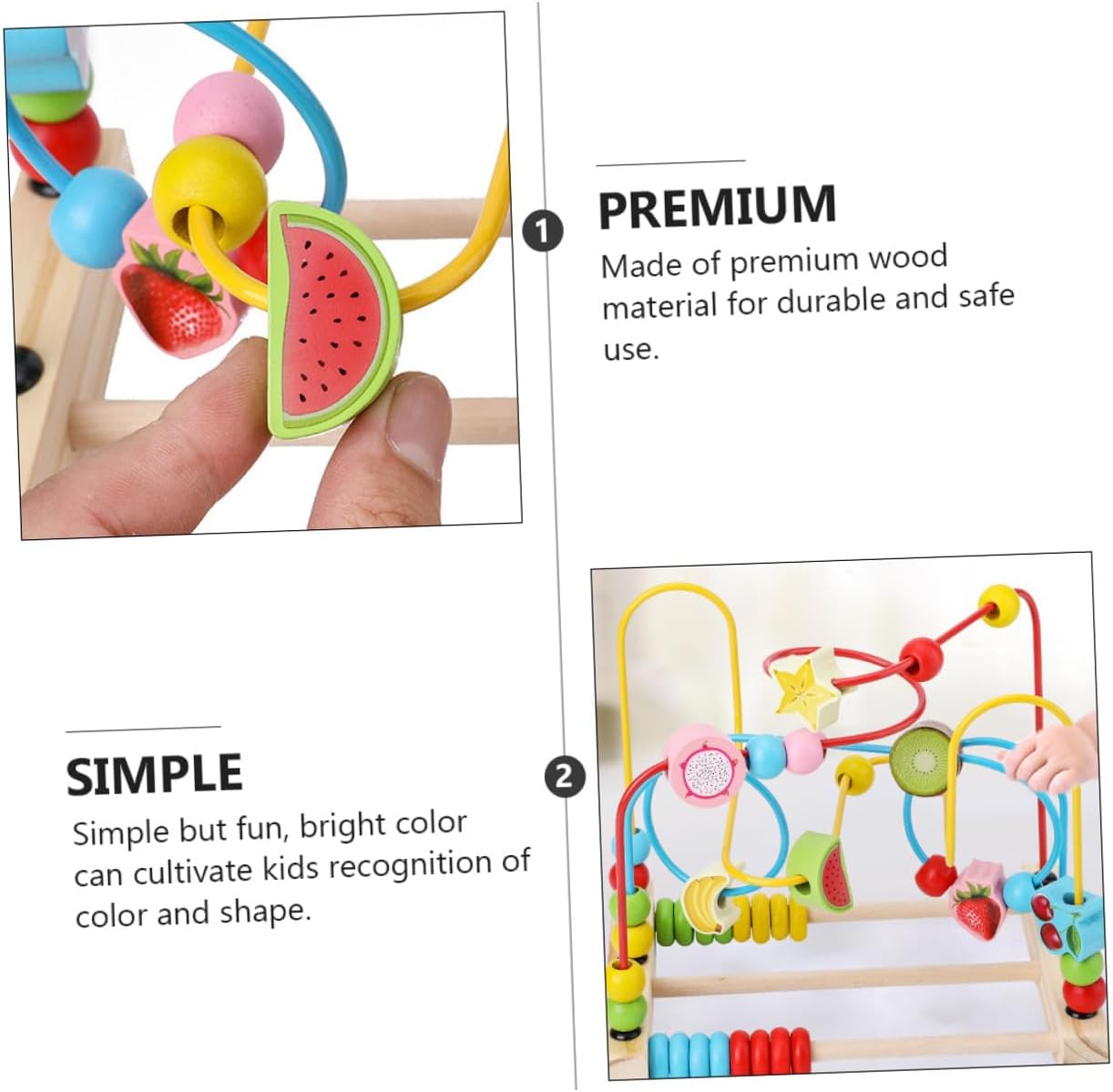 Fruit Pattern Wooden Bead Maze for Educational Interactive Puzzle Plaything with Fruit Shapes Early Learning Gift for Year Old Boys Random Color