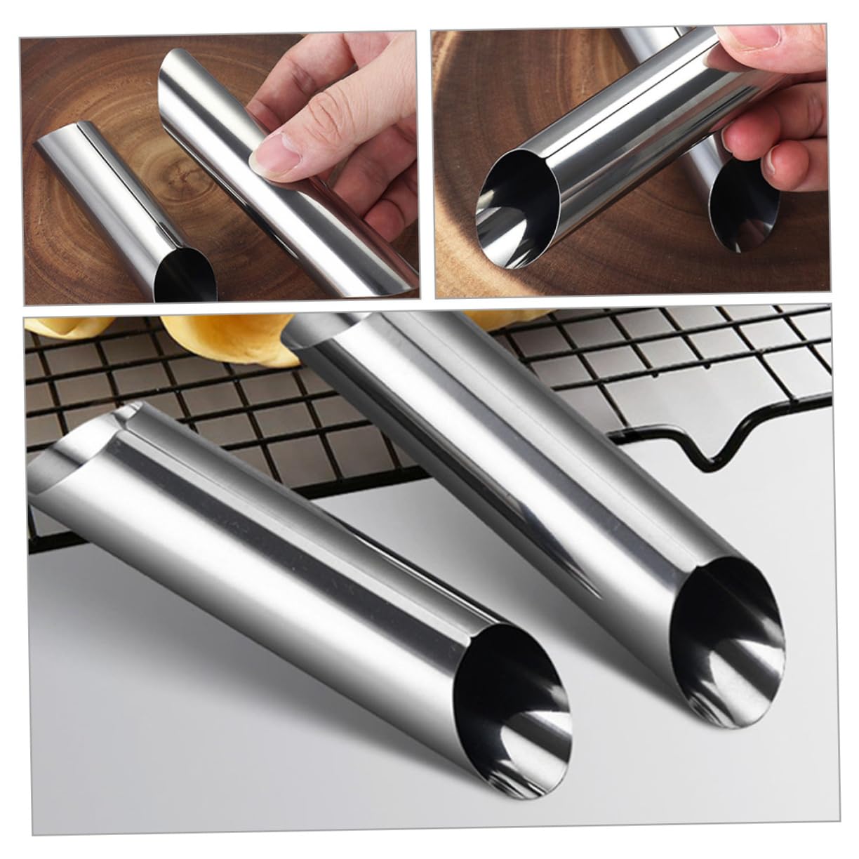 SHOWERORO Molde de Cuerno de Acero Inoxidable para Croissants 30 Piezas, Ligero y Fácil de Usar, Adecuado para Hornear Repostería en Casa