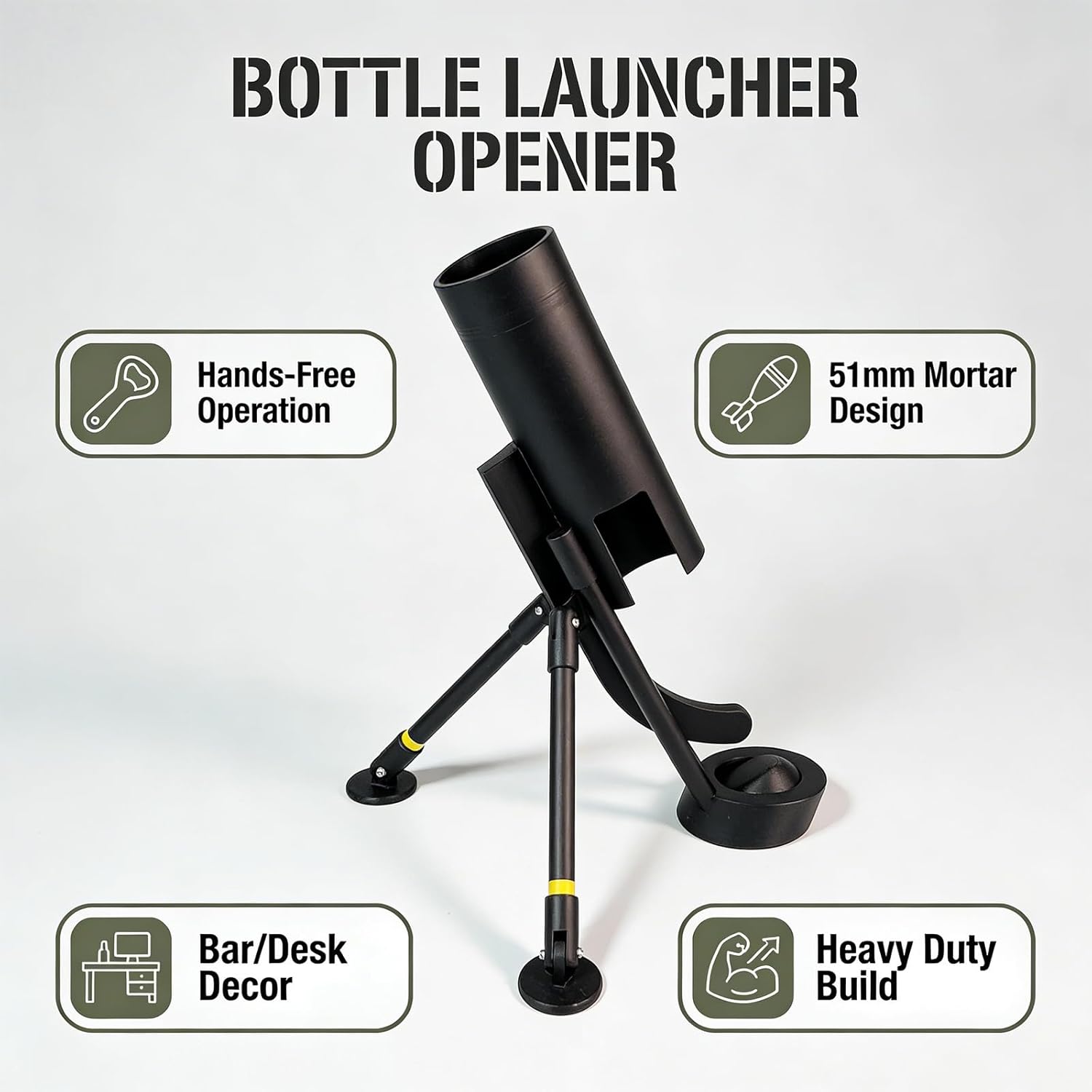 51mm Beer Bottle Mortar Bottle Opener, Mortar Beer Bottle Opener, Hands-Free Push Down Opener, Funny Beer Bottles Opener for Bars, Desks, Shelves (2 Pcs Mix-C)