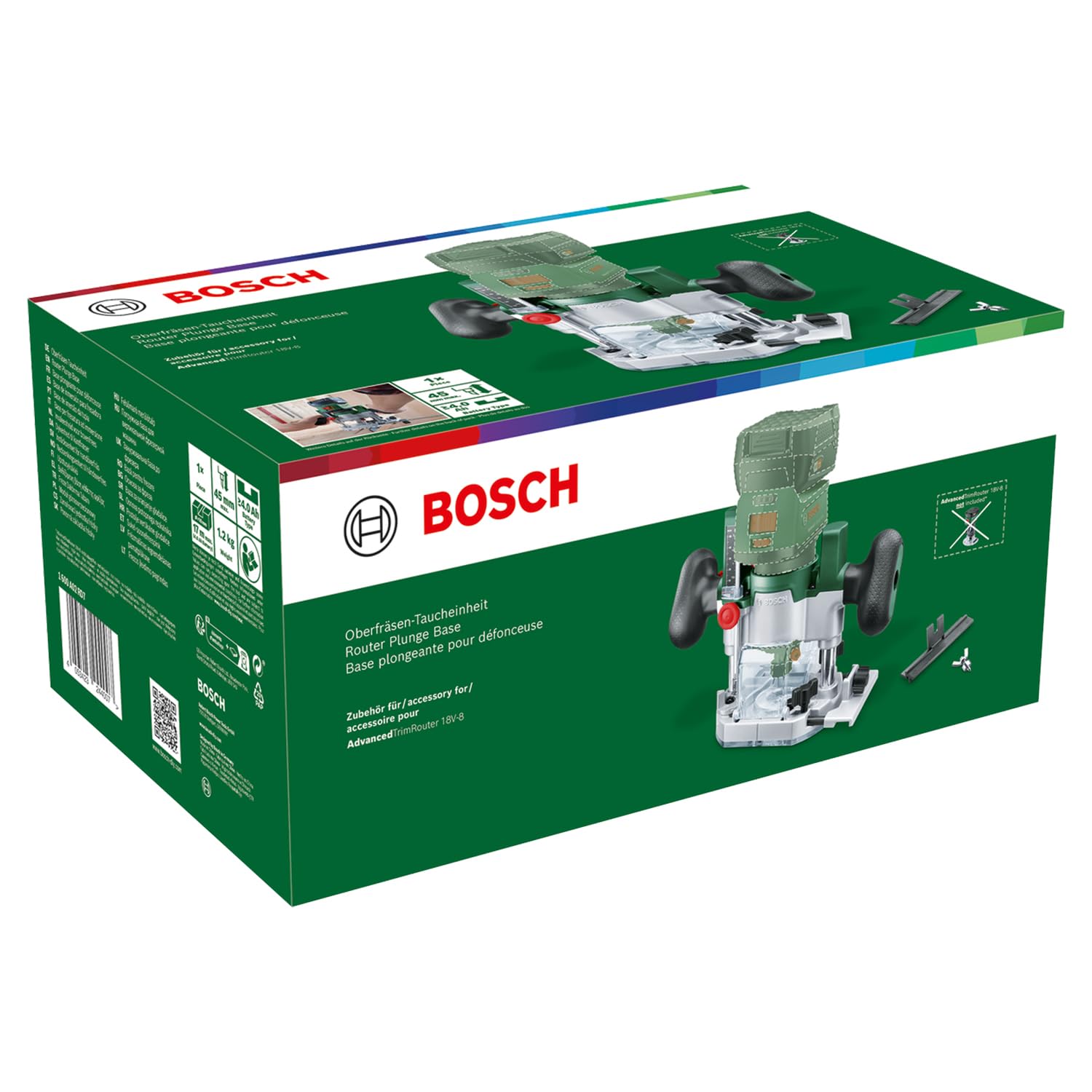 Bosch Home and Garden Base plongeante pour défonceuse compatible avec le AdvancedTrimRouter 18V-8 (pour le fraisage de fentes et de poches)