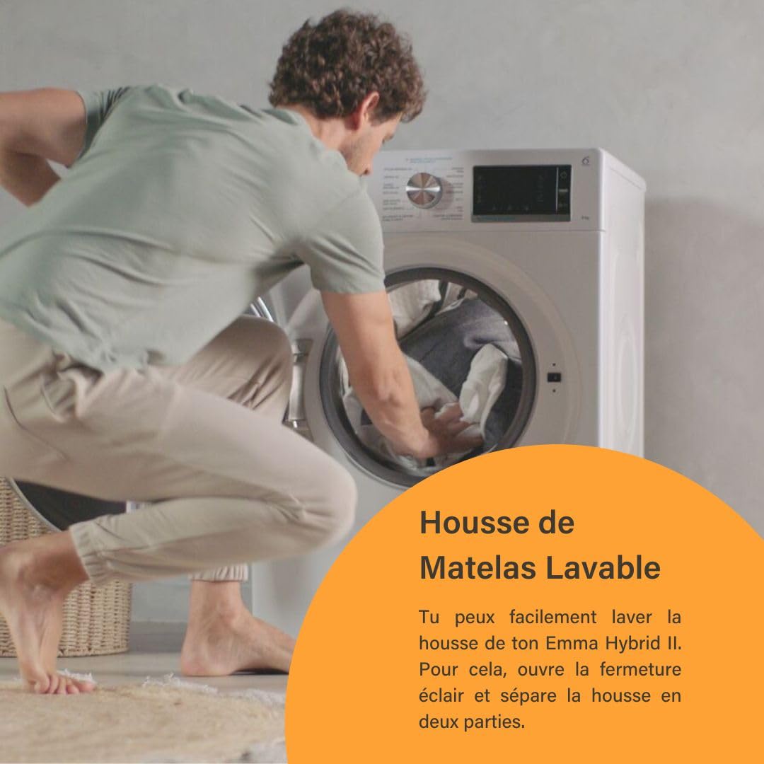 Emma Matelas Original Plus | Hybride II | Mousse à mémoire de Forme et Ressorts ensachés | 160x200 cm | Hauteur 25cm | Fermeté équilibrée | Soutien à 5 Zones | Ergonomique | Ultra-Respirant | Air +