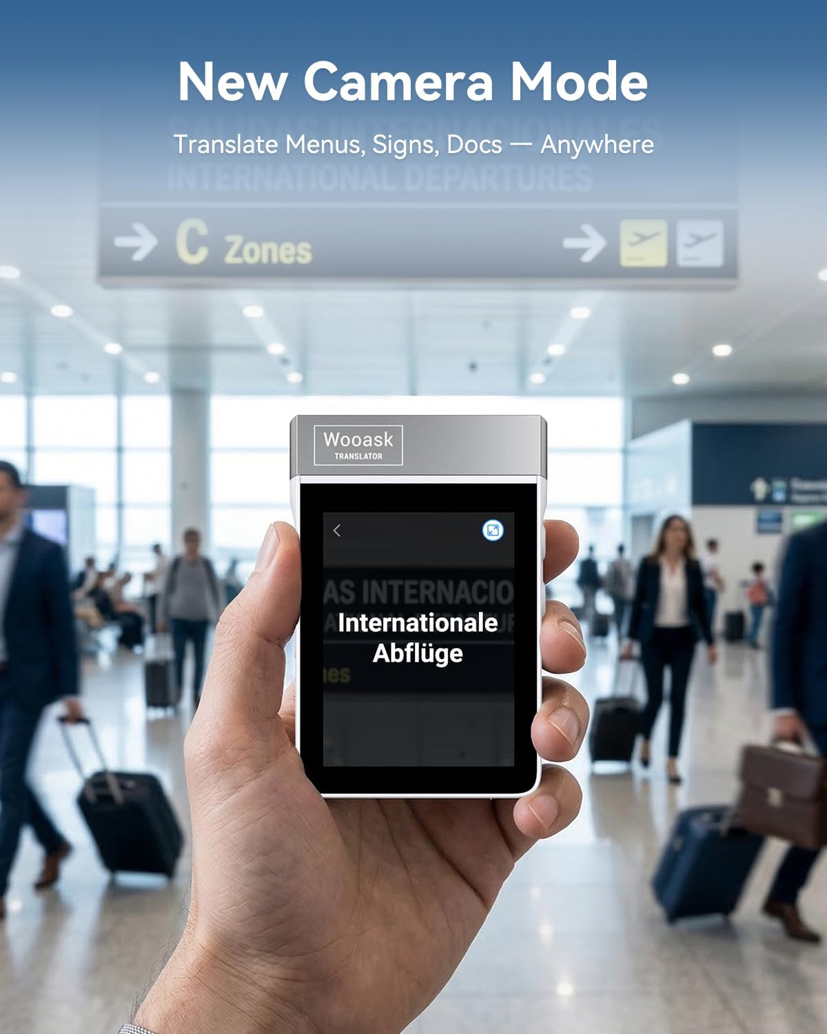 Wooask A9S AI Translator Earbuds with Screen, Offline Language Translator with Camera Translation, ChatGPT-Powered, No Phone Required, for Global Business Travel & Digital Nomads (White)