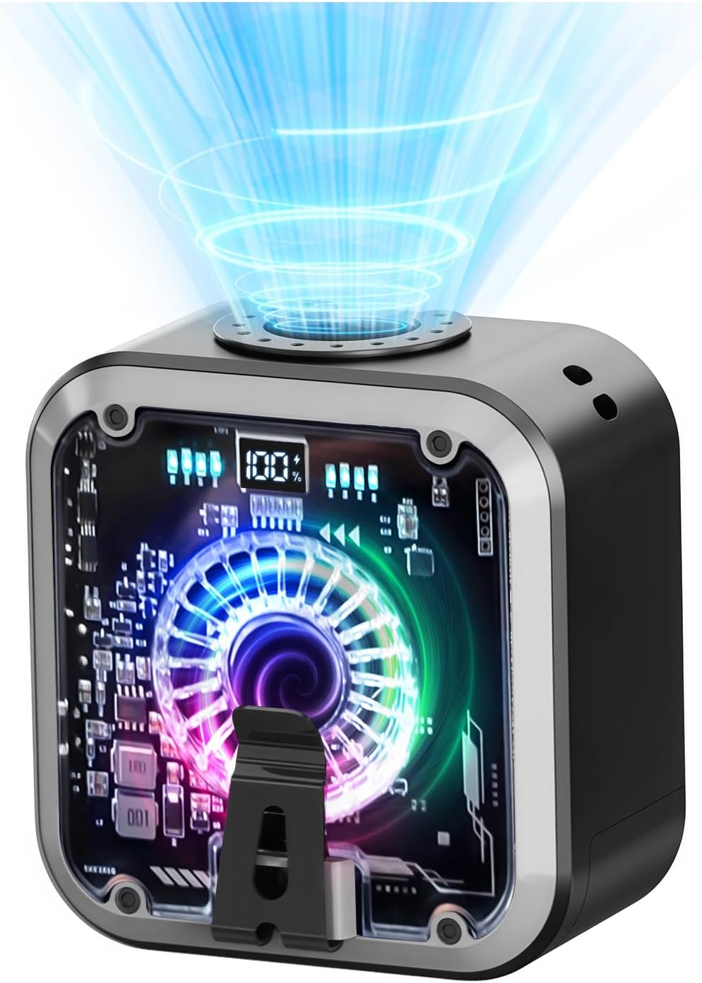 Portable Waist Fan, Wearable Waistband Fan 10000mAh, Belt Clip on Waist Portable Body Cooling Products 16000RPM Under Shirt Fans that Blow Cold Air, Outside Gadgets for Hot Weather (Black)