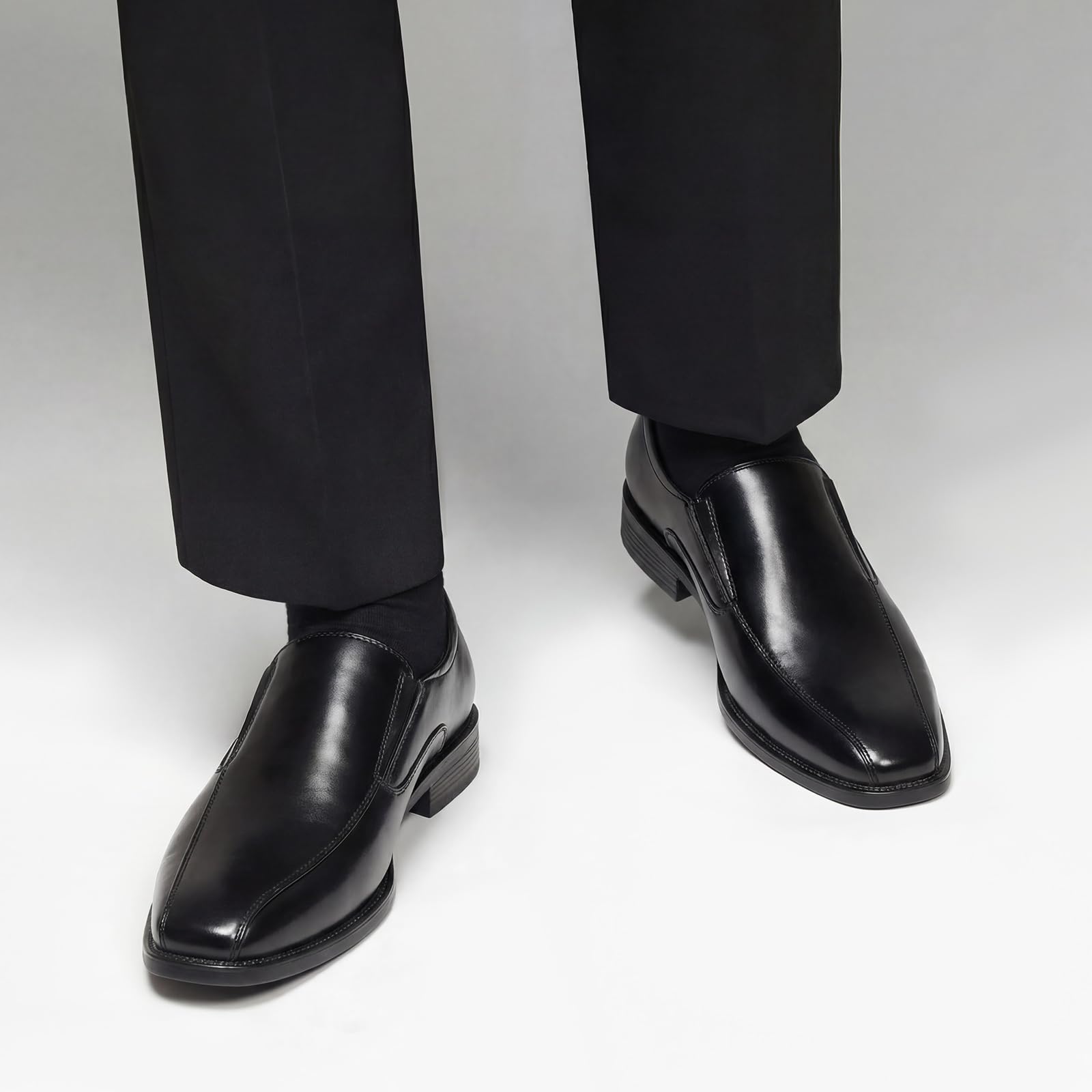 HEEZ Men's Black Dress Shoes, Comfortable Slip On Loafers Casual, Non Slip Oxfords for Formal Business Office Wedding — view 3