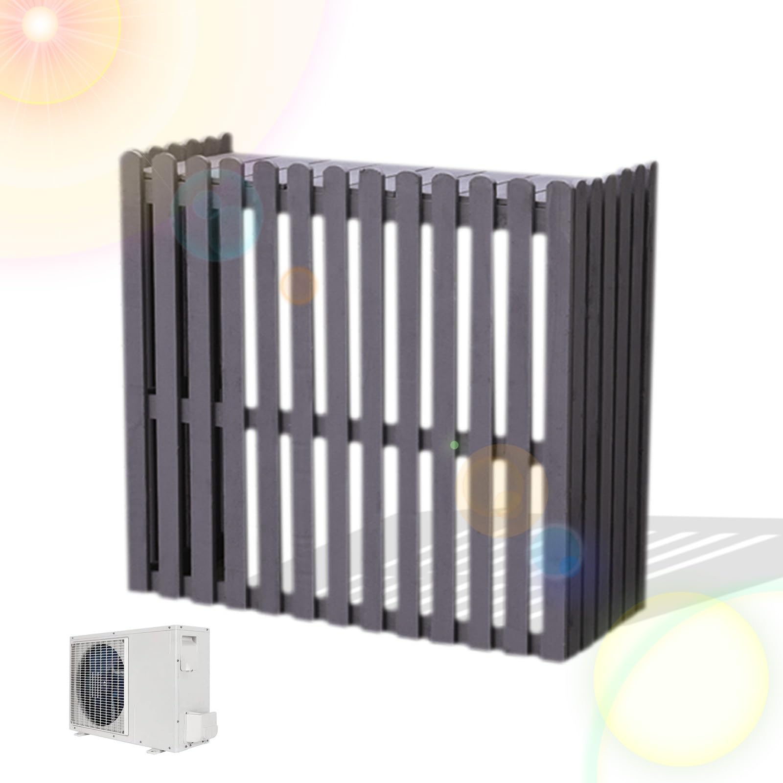 TIANQIHAO Outdoor Air Conditioner Cover - Rust-Proof Slatted Fence Screen For Garden, Balcony, And Plant Storage Protection,Grey-105x45x95cm