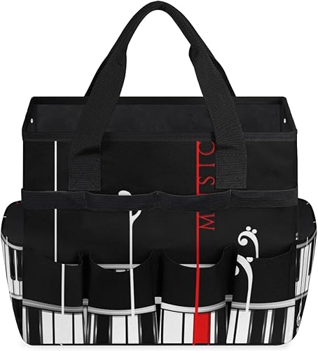 Miniatura 2 de Piano Keyboard Garden Tool Tote Bag for Women Men Gardening Tool Storage Bags with 10 Pockets Standable Garden Home Tool Kits Organizer for Indoor