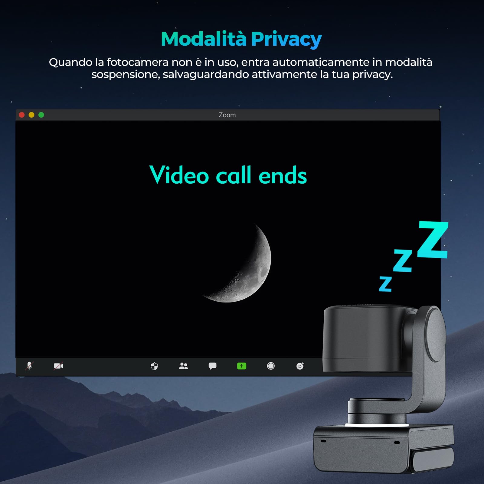 Angetube Webcam 4K con controllo tramite gesto e tracciamento AI – Webcam PTZ USB 3.0 per streaming con doppi microfoni e riduzione del rumore, autofocus TOF, 1080P 60FPS, HDR, per PC, laptop e Mac