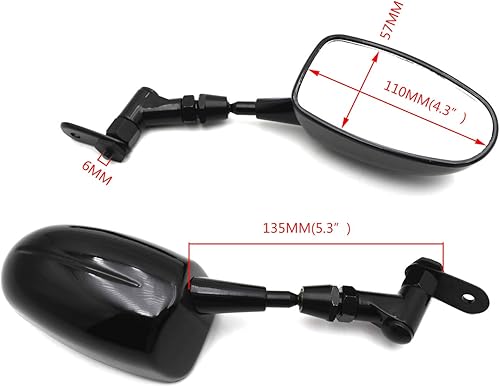 Miniatura 2 de Mini Espejos para Motocicleta Honda CBR 600RR Kawasaki Ninja 636 ZX6R Yamaha YZF R6 R1 Negro