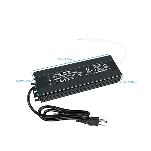 Miniatura 8 de Controlador LED impermeable IP67, transformador de bajo voltaje de 60 W, fuente de alimentación LED de 90-130 V CA a 12 V CC 5 A adaptador para