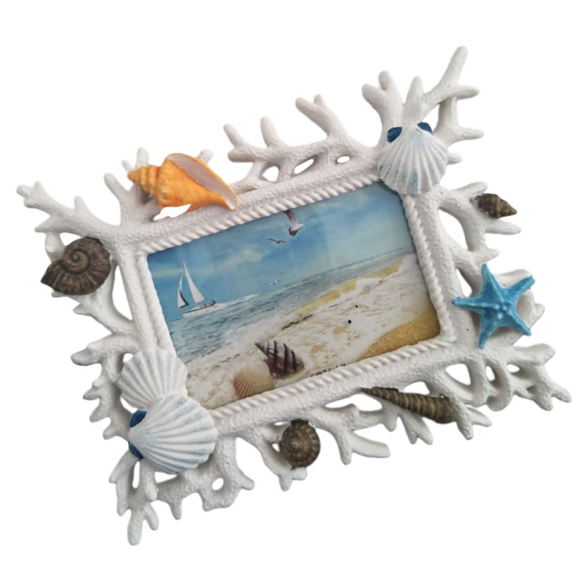 Alipis Cornice Portafoto in Resina a Tema Corallo, Design Semplice e Leggero, per Camera da Letto e Studio, Decorazione da Tavolo Stili multipli