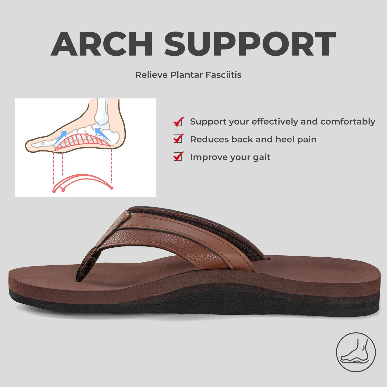 Chanclas de cuero para hombre con soporte de arco cómodas sandalias de verano — view 4