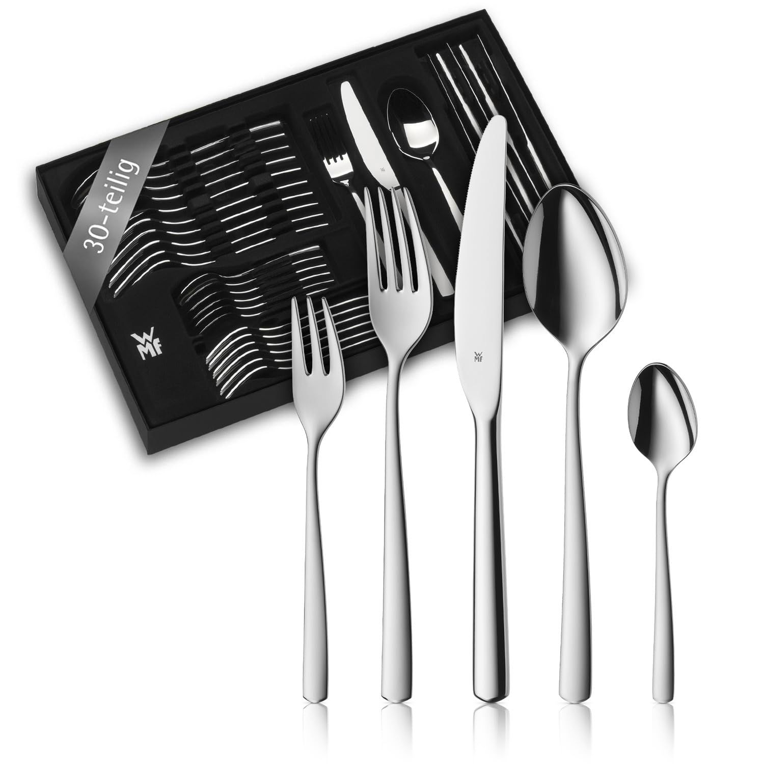 WMF Boston Edelstahl-Besteckset für 6 Personen, 30 Teile (Cromargan 18/10, poliert)