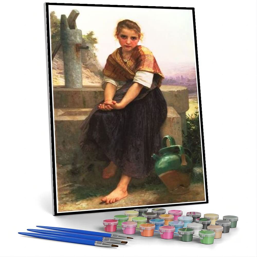 Hhydzq O Number Painting For Adults The Broken Pitcher Painting By William-Adolphe Bouguereau Diy Il Painting Paint By Number Kits