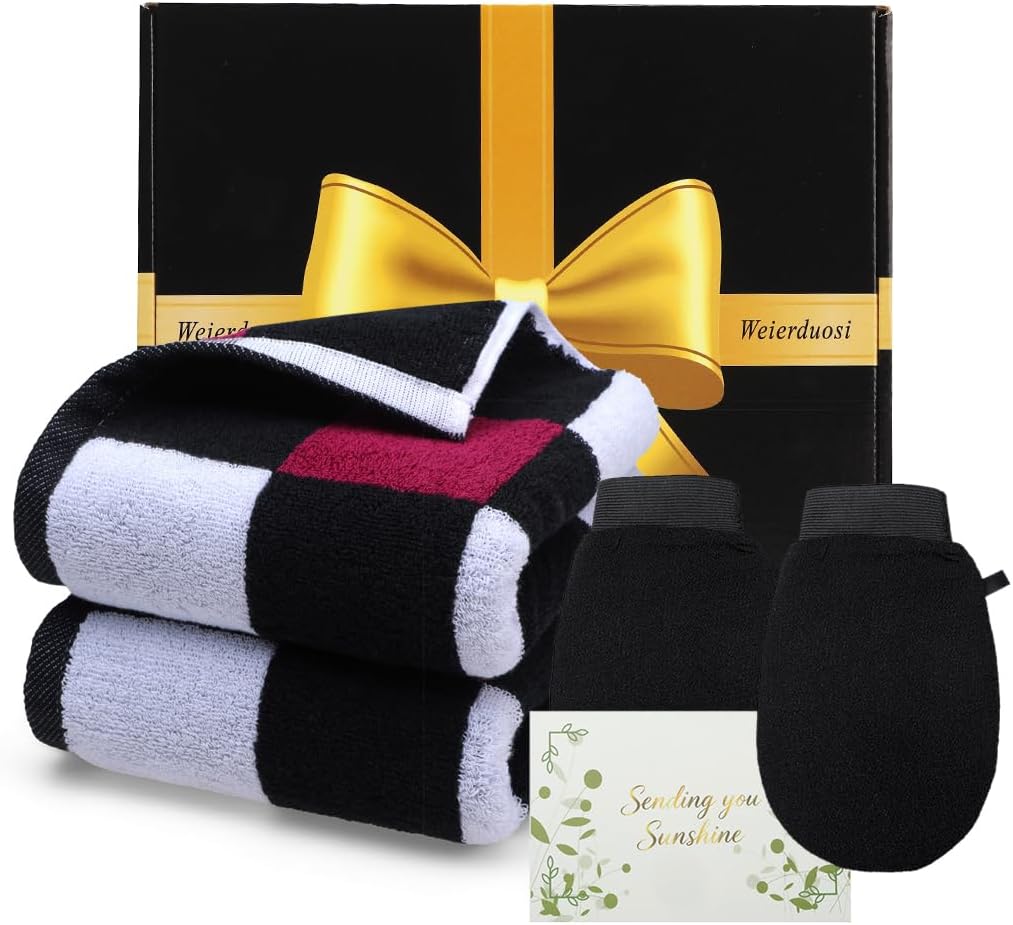 WeierduosiCotton Checkered Decorative Soft Hand TowelsGift Set