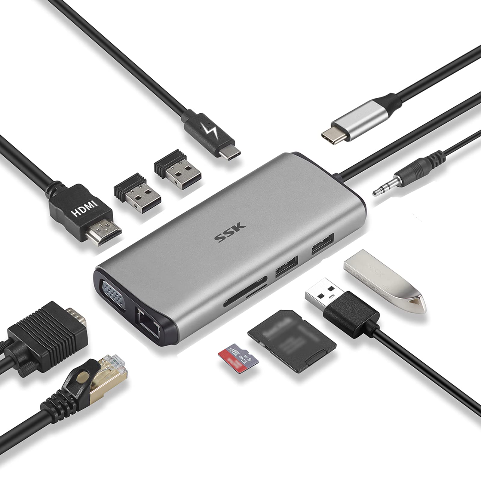 Buy SSK 11 in 1 Laptop Docking Station with Dual Monitors, USB C Dock