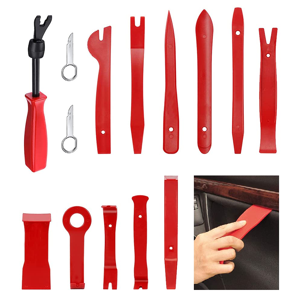 YIXISI 14 PCS Car Trim Removal Tool, Auto Door Panel Removal Tool Set with Clip Plier & Radio Removal Keys, Strong Nylon Pry Fastener Kit for Dash Center, Console Audio Dash, Audio Radio