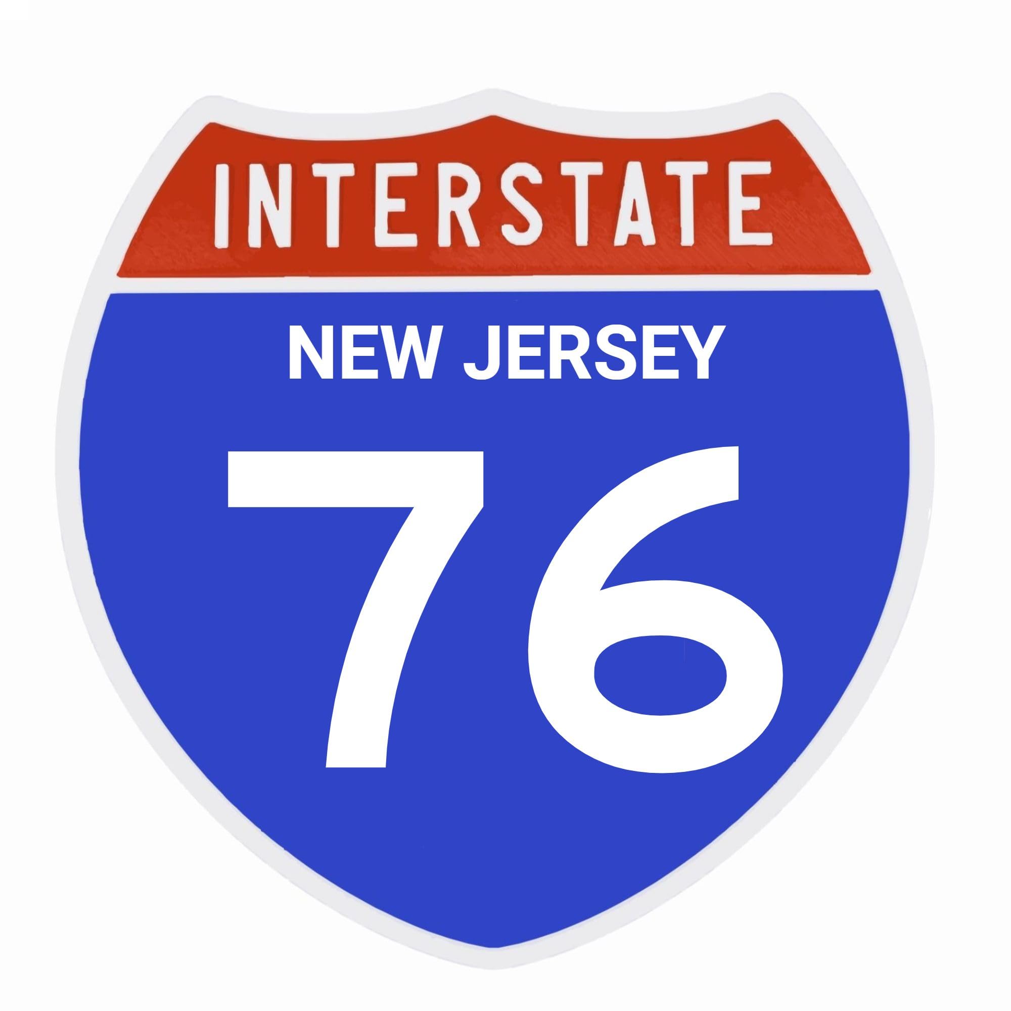 Interstate 76 Road Sign Replica Personalized Travel Sign Board Home Office and Workspace Decor Blue Red Background with