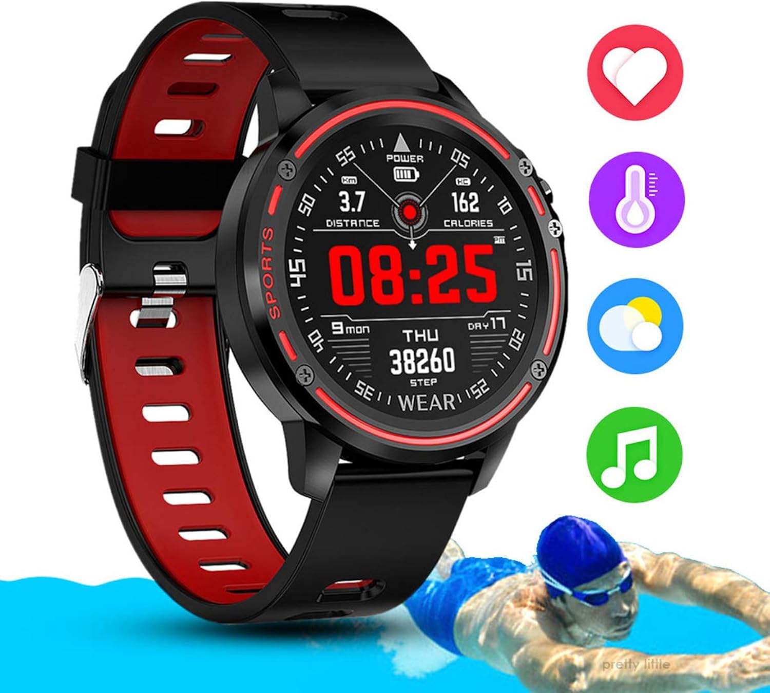 Smartwatch da uomo impermeabile IP68 a schermo rotondo da 1,2 pollici HD Smartwatch con orologi ecg per fitness sportivo per la frequenza cardiaca della pressione sanguigna