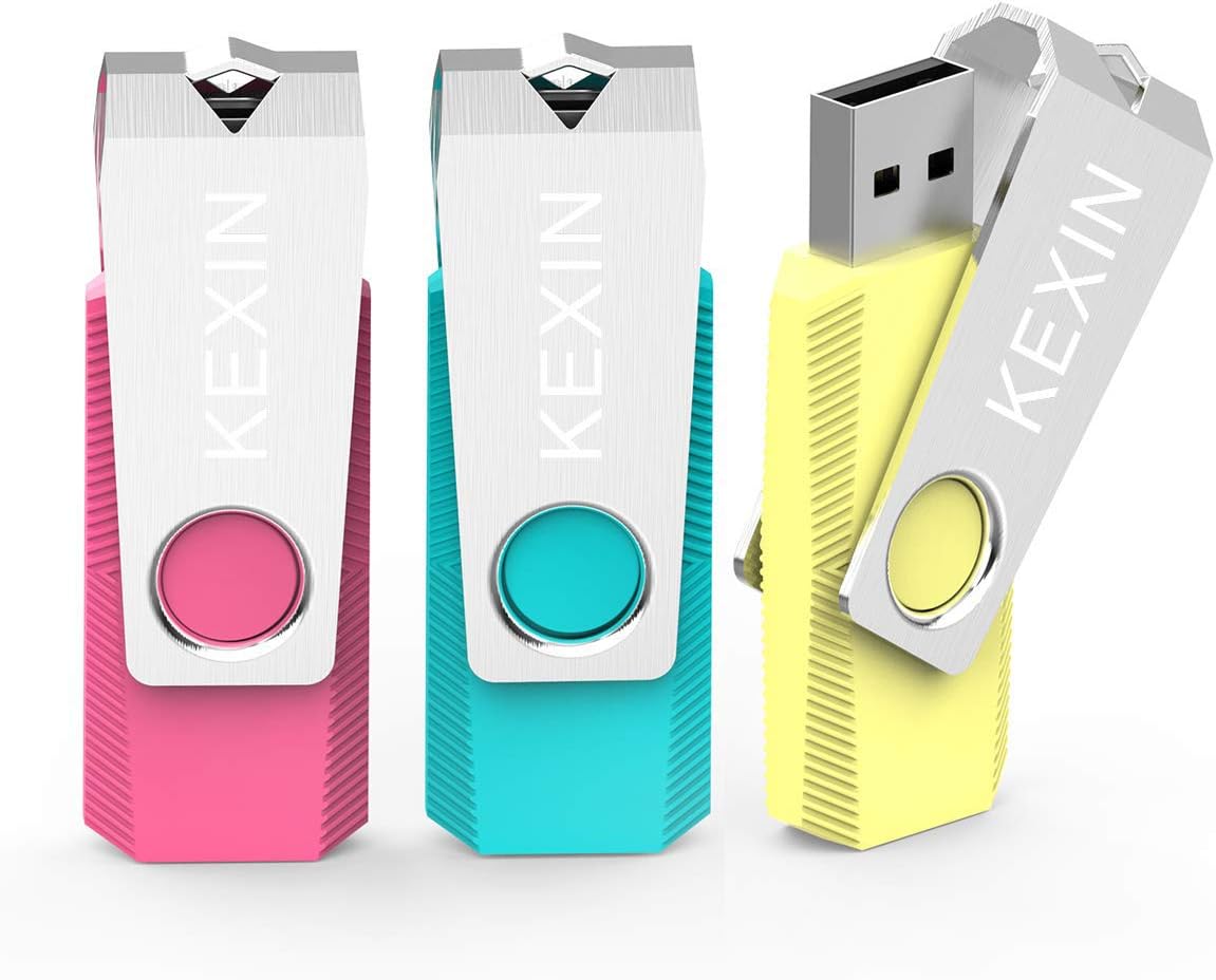 KEXIN 128GB Flash Drive 3 Pack 128GB USB Flash Drive Thumb Drive Zip Drive USB 2.0 Memory Stick USB Drive with Keychain(128G 3 Pack)