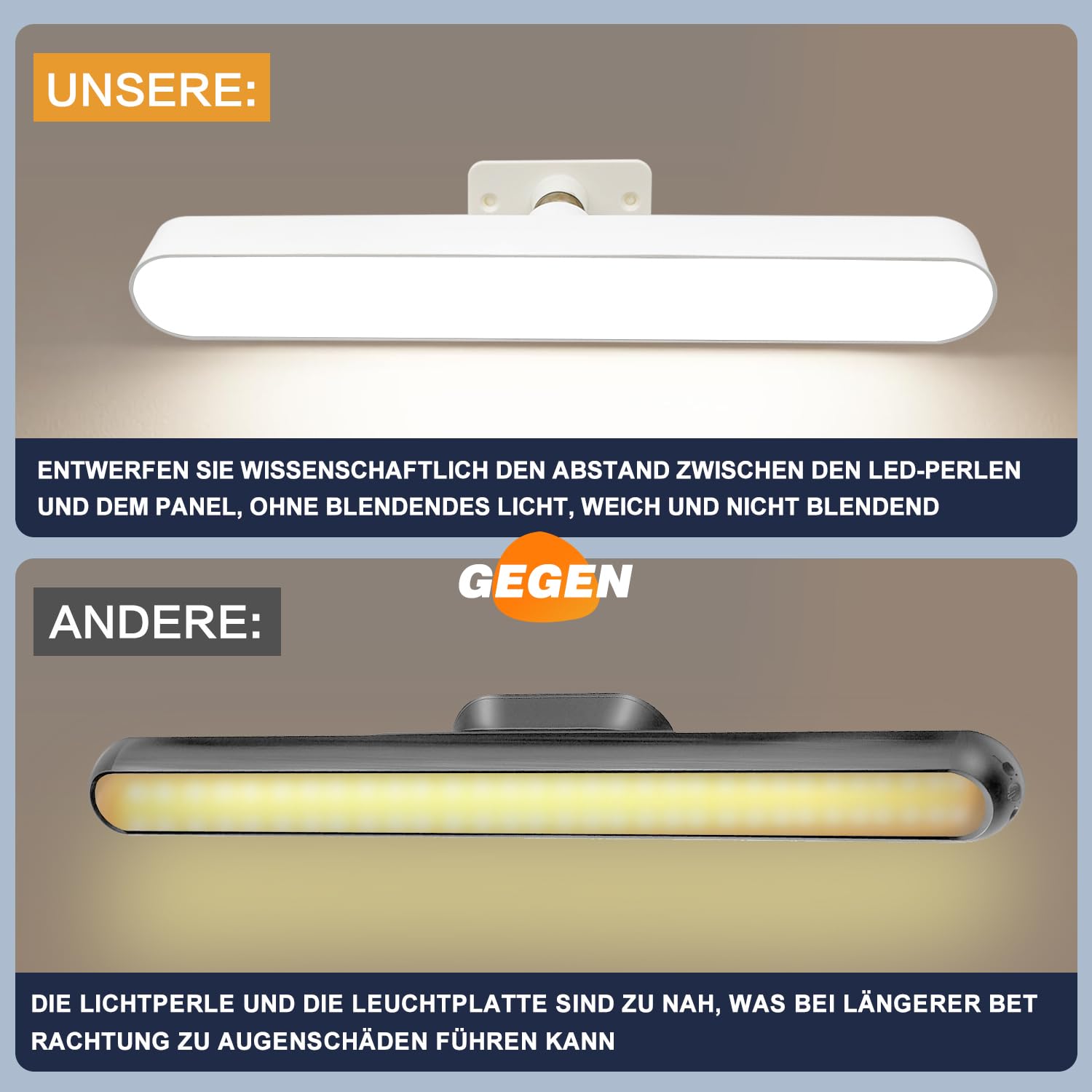 Oświetlenie toaletki LED, 4000 mAh, oświetlenie lustra, oświetlenie lustra, bez kabla, zdejmowana lampa obracana o 360°