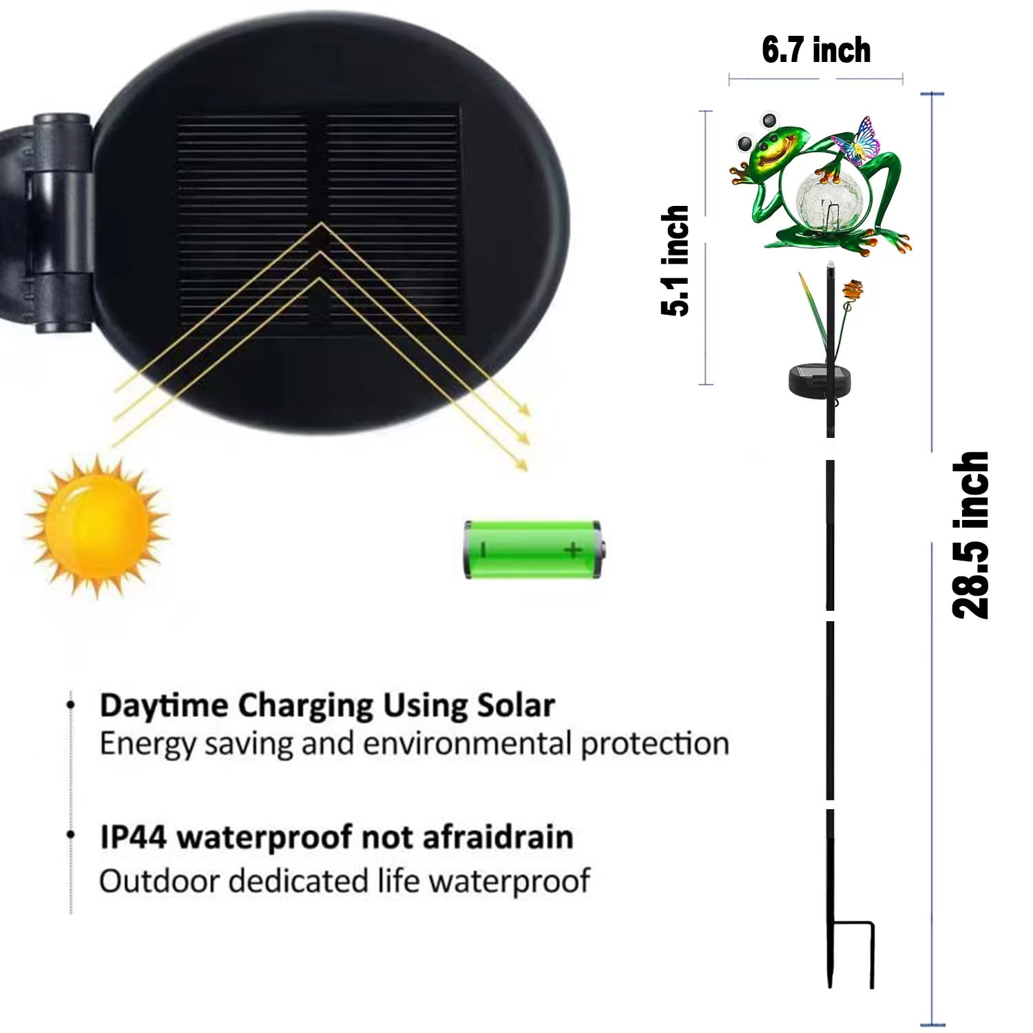 YHSOLAR Frog Garden Solar Lights Outdoor Decorative, 2 Pack Metal Frog Garden Decor for Outside Waterproof Solar Stake Lights for Lawn Ornaments Patio Yard Decorations, Gardening Gifts for Mom Women