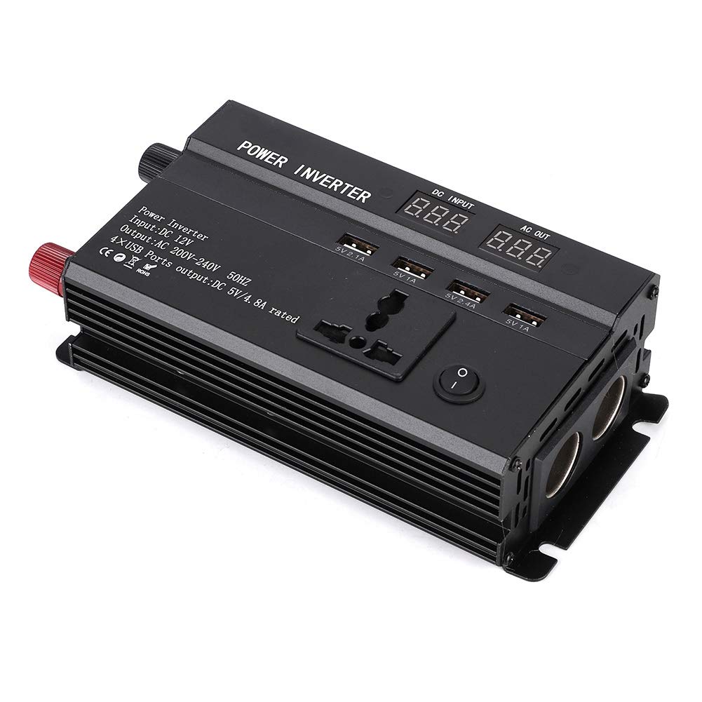 Onduleur de Voiture Aramox, Convertisseur D'onduleur de Voiture 3000W 12V à 220V avec écran LCD Ports Allume-Cigare