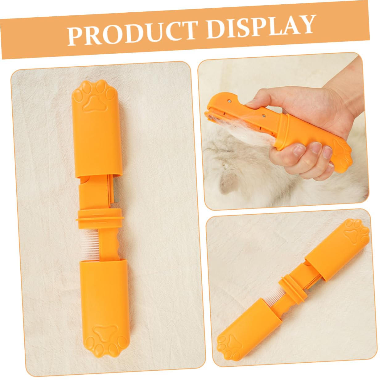 Pet Hair Comb and Dog Comb Dematting Tool for Shedding Fine Tooth Grooming Brush with Detangling Function Orange for Cats and Dogs