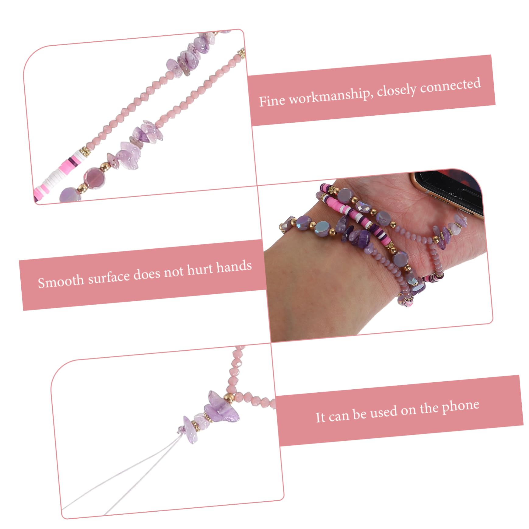 DECHOUS 3st Perlen Telefonkette Schlüsselband Aus Telefonperlen Hängende Handschlaufe Handyanhänger Schlüsselarmband Lanyard Für Frauen Plastik Hängende Kette Intelligent Violett Fräulein