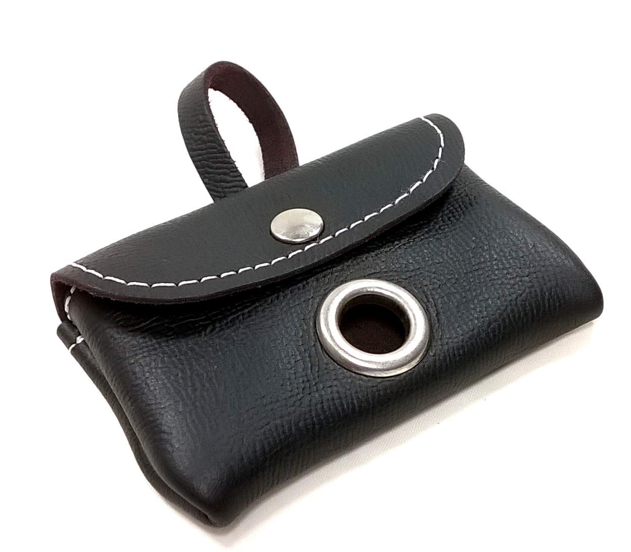 Superpipapo Leather Dog Poo-Bag Dispenser, Luxury Carrier for Doggy Waste Bags, Handmade in Spain, Colour Black, Holder for One Pet Excrement Bag Refill Roll, Easy Attach to E.g. Lead, Collar or Belt