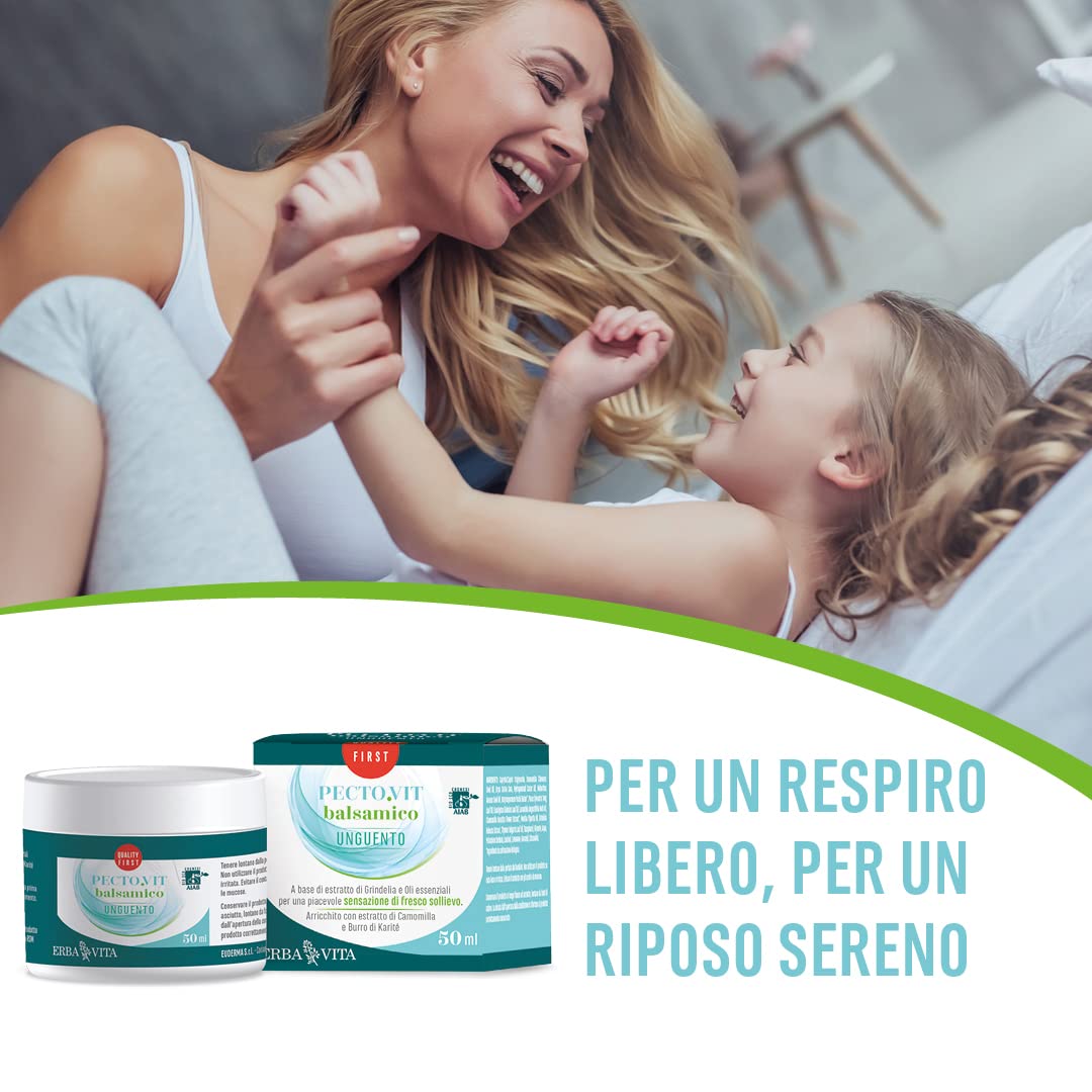 ERBA VITA Pecto.Vit Unguento Balsamico biologico prodotto cosmetico ad uso esterno per una piacevole sensazione di fresco e sollievo alle vie respiratorie - 50 ml
