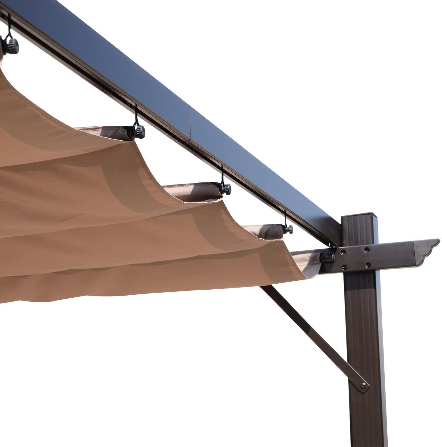 Gazebo Pergola da Giardino 3x3m/3x4m Telo Scorrevole Poliestere Impermeabile Struttura in Alluminio con Tetto a Scomparsa (3x4x2.30)