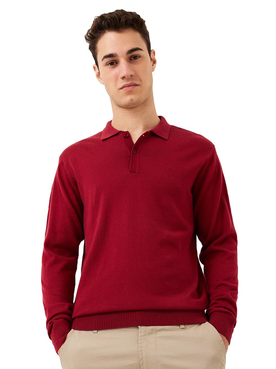 raymond Men Full Sleeve Contemporary Fit Solid Pattern Merino Wool Acrylic Blend Rib Collar Casual Sweater-picture-30