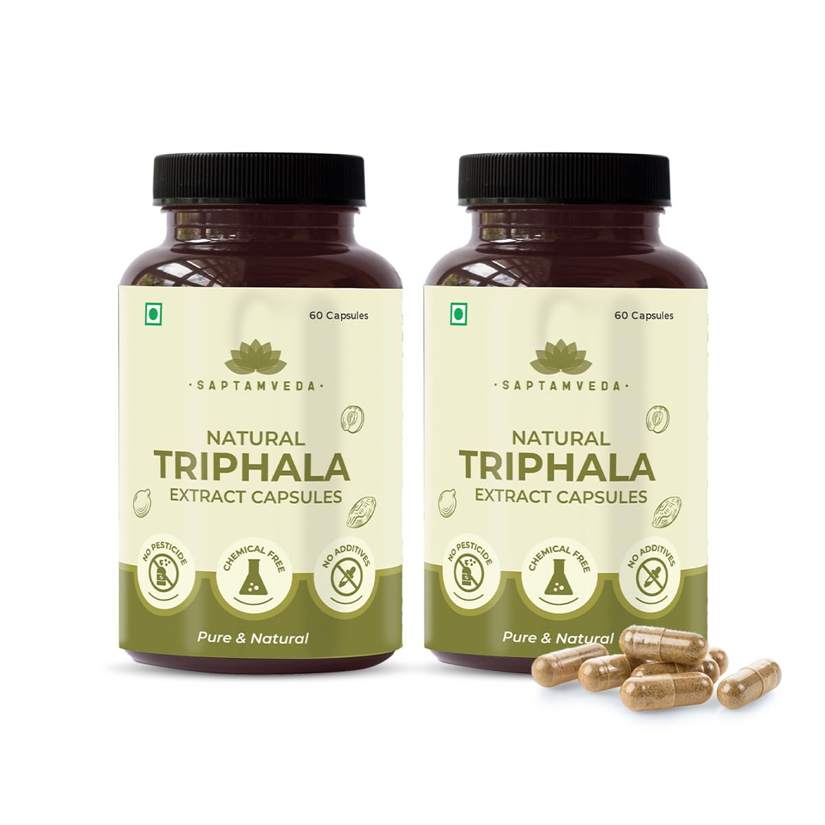 Saptamveda Natural Triphala Extract Capsules 60 Capsules(Pack of 2