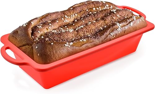 Vinino 1 molde de silicona para pan con marco reforzado de metal, molde de silicona fácil de liberar, moldes de silicona duraderos para hornear sin