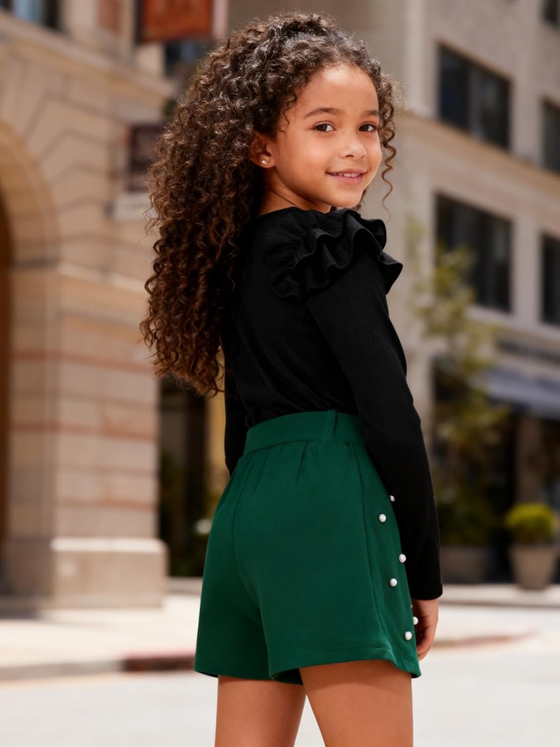 Kids Girls Clothes Fall Ruffle Sleeve Tops Short Skirt Set 2Pcs Outfit - Image 2