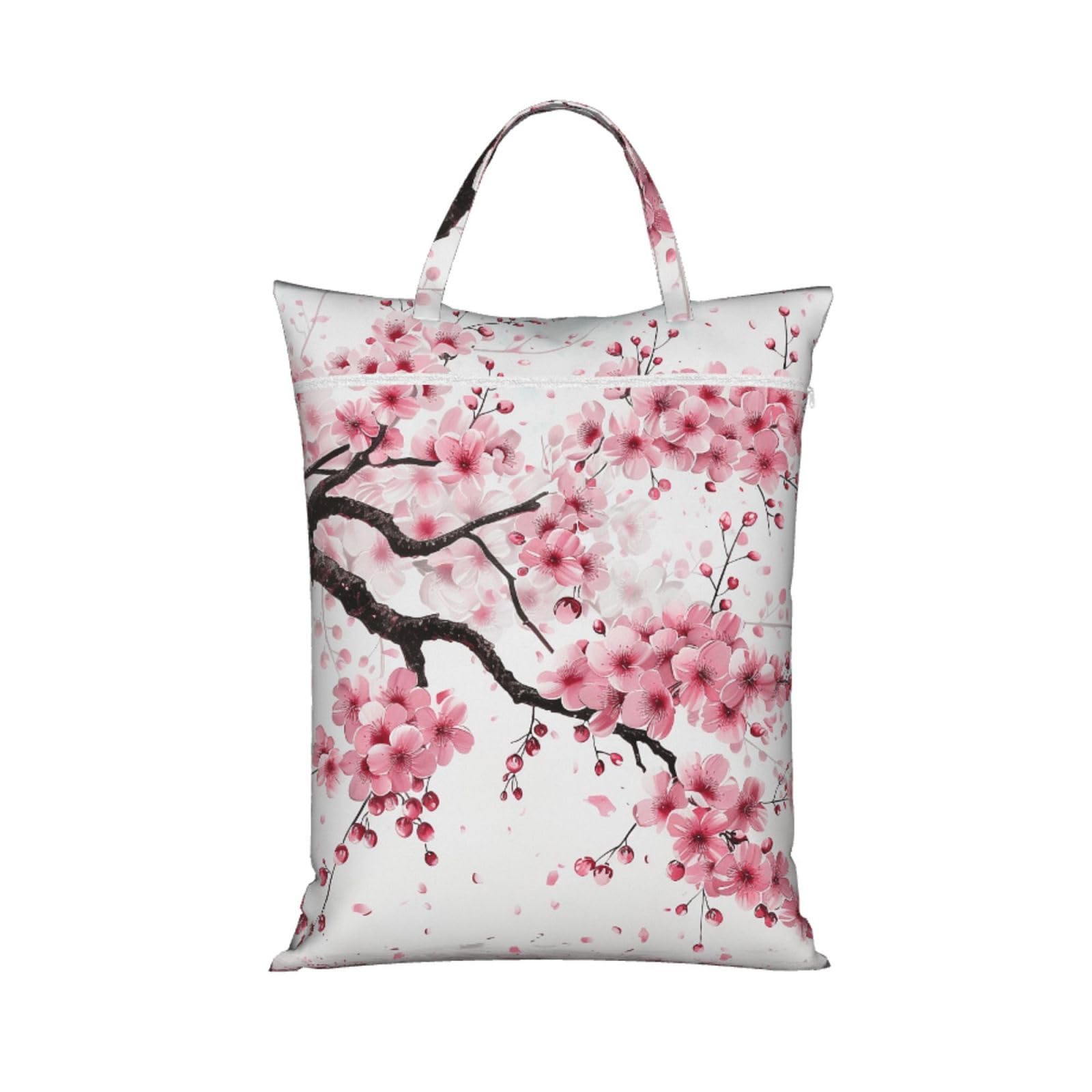 Large Travel Laundry Bags,Tempting Cherry Blossoms art Print with Handle Foldable Laundry Bag for Holidays Gym Swimming and Family Trips, 1Pcs