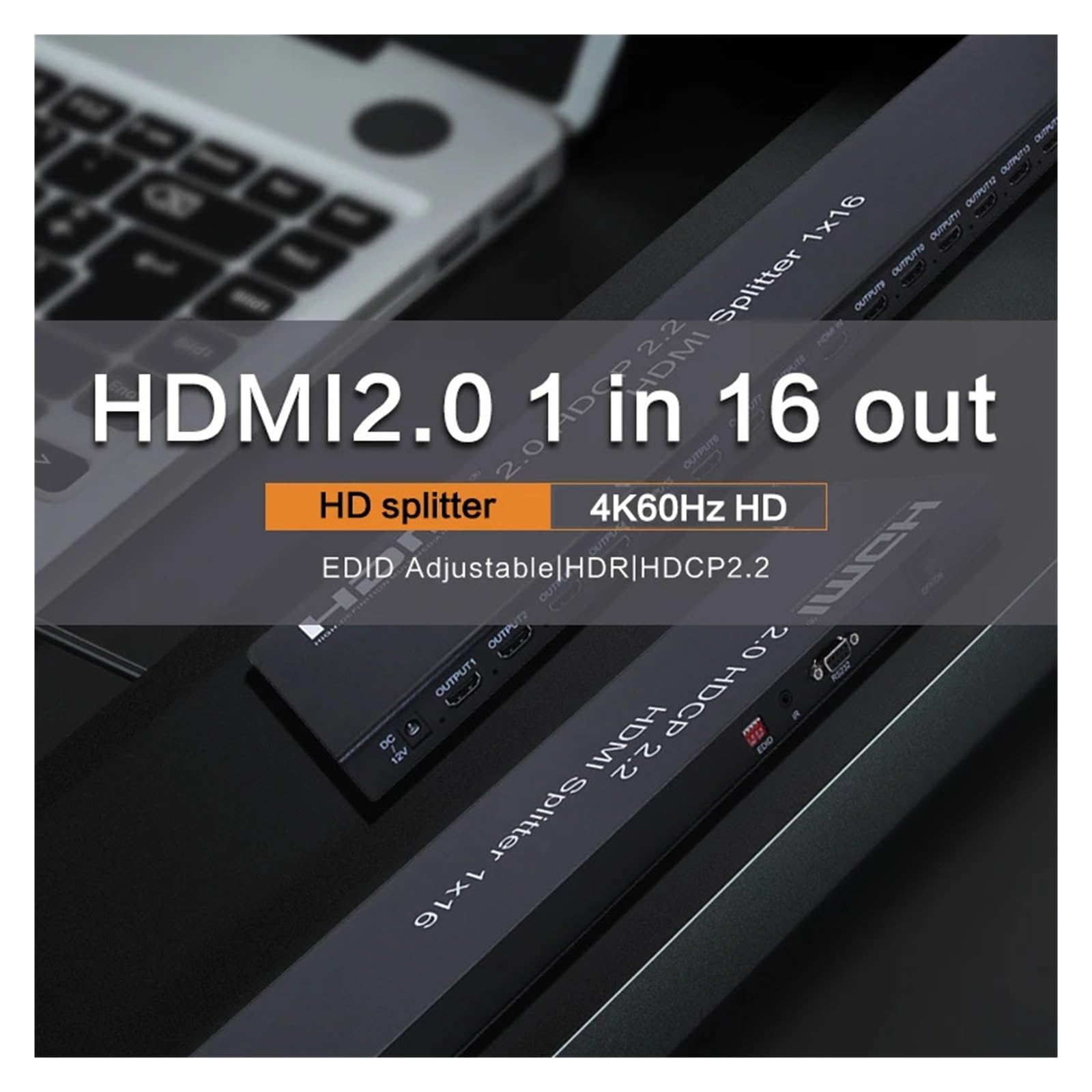 Rozdzielacz 2.0 1X16 CEC 16-portowy TV 4K 60Hz HDR EDID Control Bezproblemowe Przełączanie