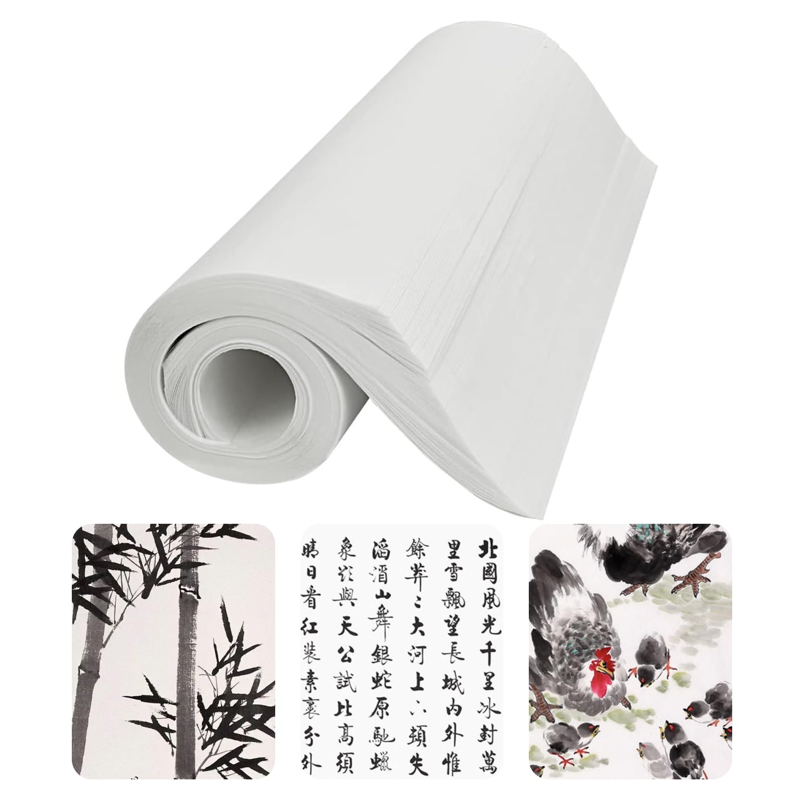 Hugwish 120pcs Xuan Paper Sheet for Chinese Painting and Calligraphy 35 X 25cm, Chinese Brush Painting Raw Rice Papers Semi-Cooked Xuan Paper​s