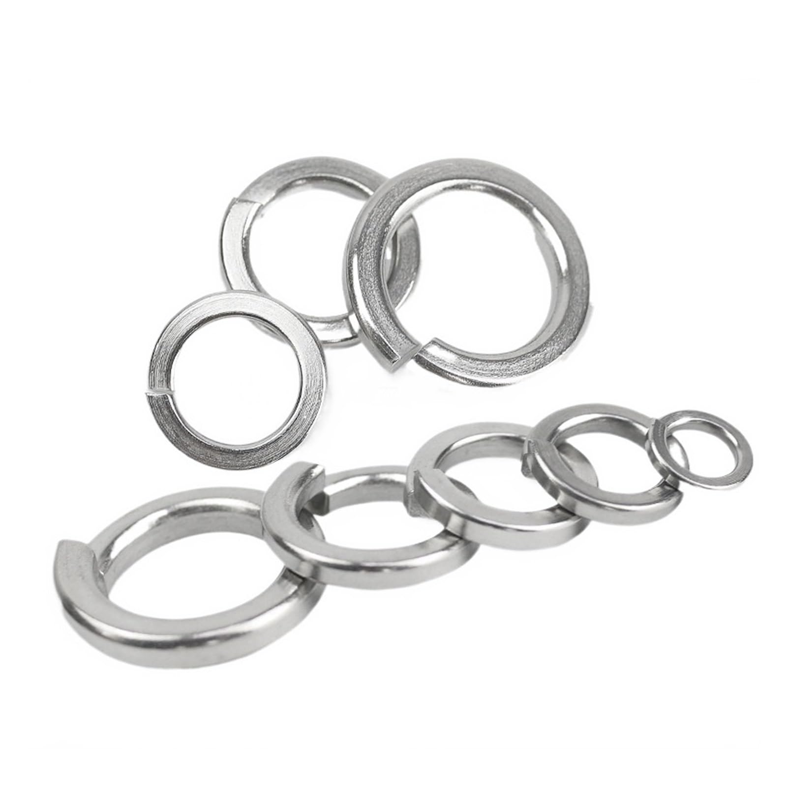 IOFIT 150 Stück Federringe, Edelstahl-Federdichtung, Geteilte Unterlegscheibe, Zubehör, stoßfeste Öffnungs-Federscheibe (Color : Silver, Size : M4)