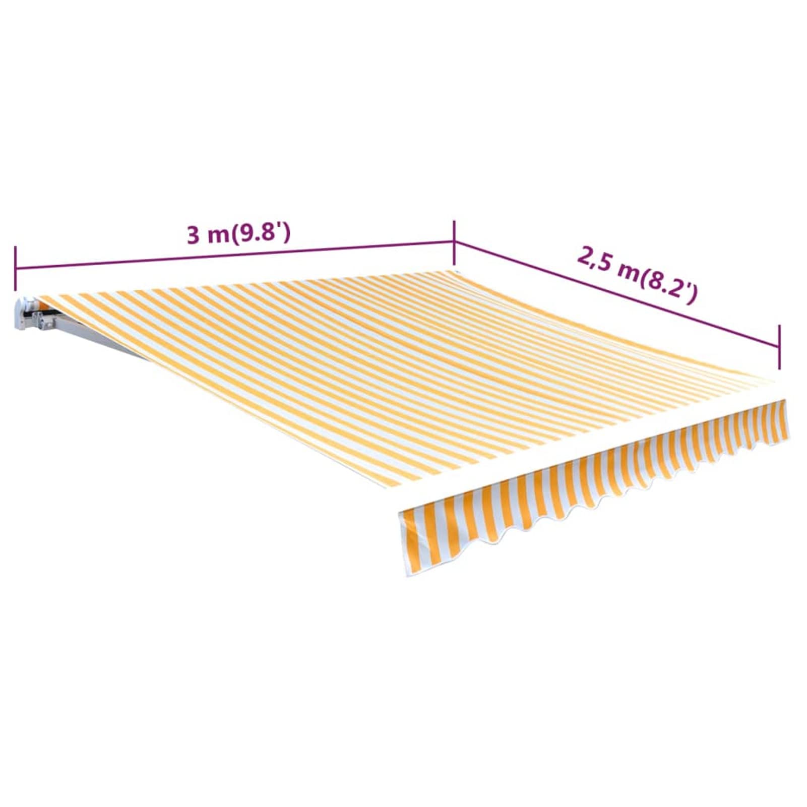 Kavolet Telo per tende da sole, impermeabile, antistrappo, ricambio con balze, accessorio per tende da sole, 300 x 250 cm, giallo e bianco