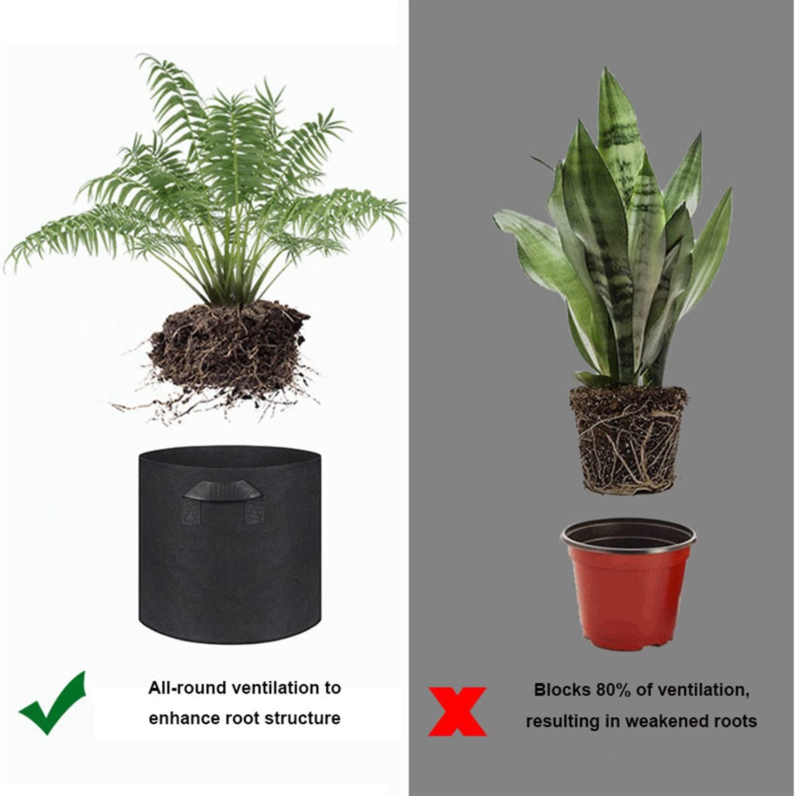 Bolsas de Cultivo, 1 Paquete de macetas de Tela, Bolsas de Cultivo de Fieltro de jardín con asa, contenedores de jardín for Verduras (Blanco : Black, Size : 150gallons(D110cmxH60cm))