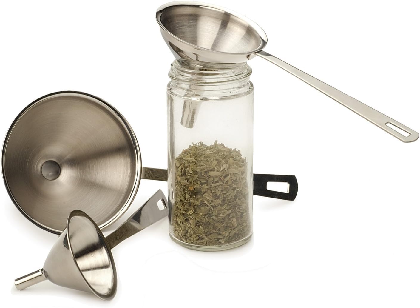RSVP Mini Funnel Set Of 3 Herb Spice Bottle Filler Kitchen 18/8 Stainless Steel